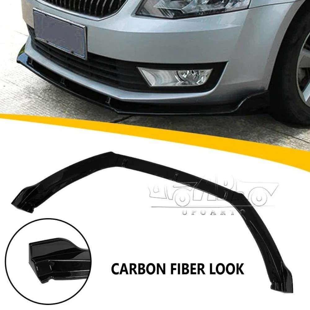 Car Craft Compatible With Skoda Octavia 2014-2017 Front Bumper Lip Splitter Skirts 3 Part Ar-skoda-018 Cf Carbon Fiber Look - CAR CRAFT INDIA