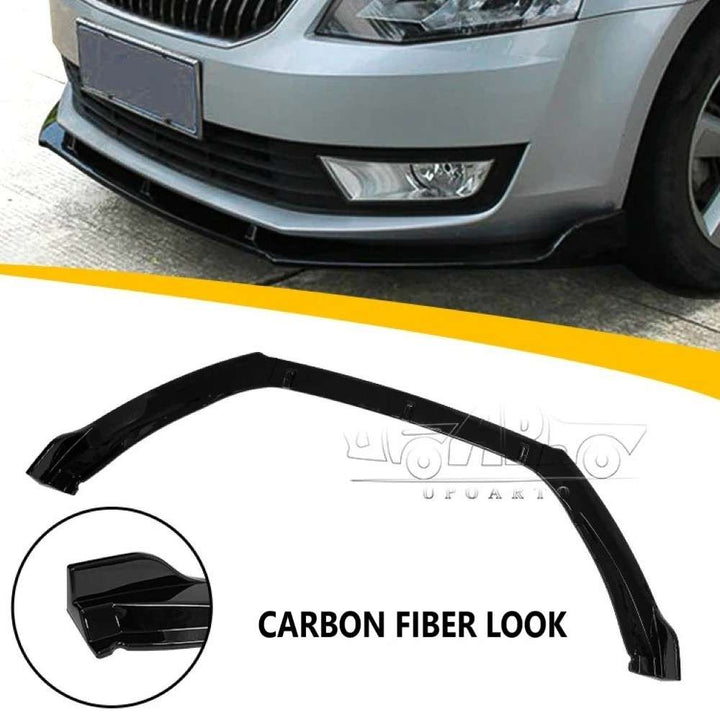 Car Craft Compatible With Skoda Octavia 2014-2017 Front Bumper Lip Splitter Skirts 3 Part Ar-skoda-018 Cf Carbon Fiber Look - CAR CRAFT INDIA