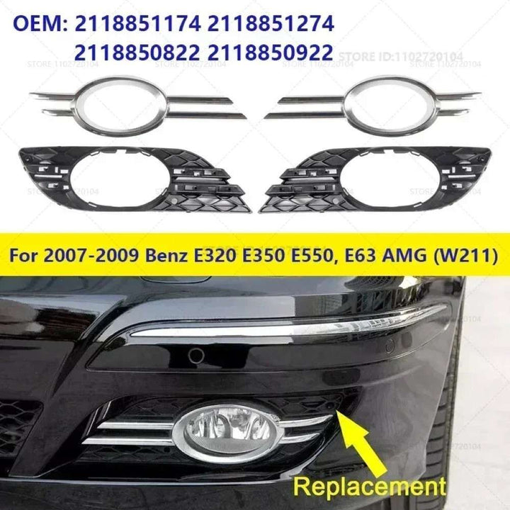 Car Craft Compatible With Mercedes Benz E Class W211 2006-2009 Amg Front Bumper Fog Lamp Light Frame Grill Vent Cover Trim Left 2118851174 Gc CC-7989 - CAR CRAFT INDIA
