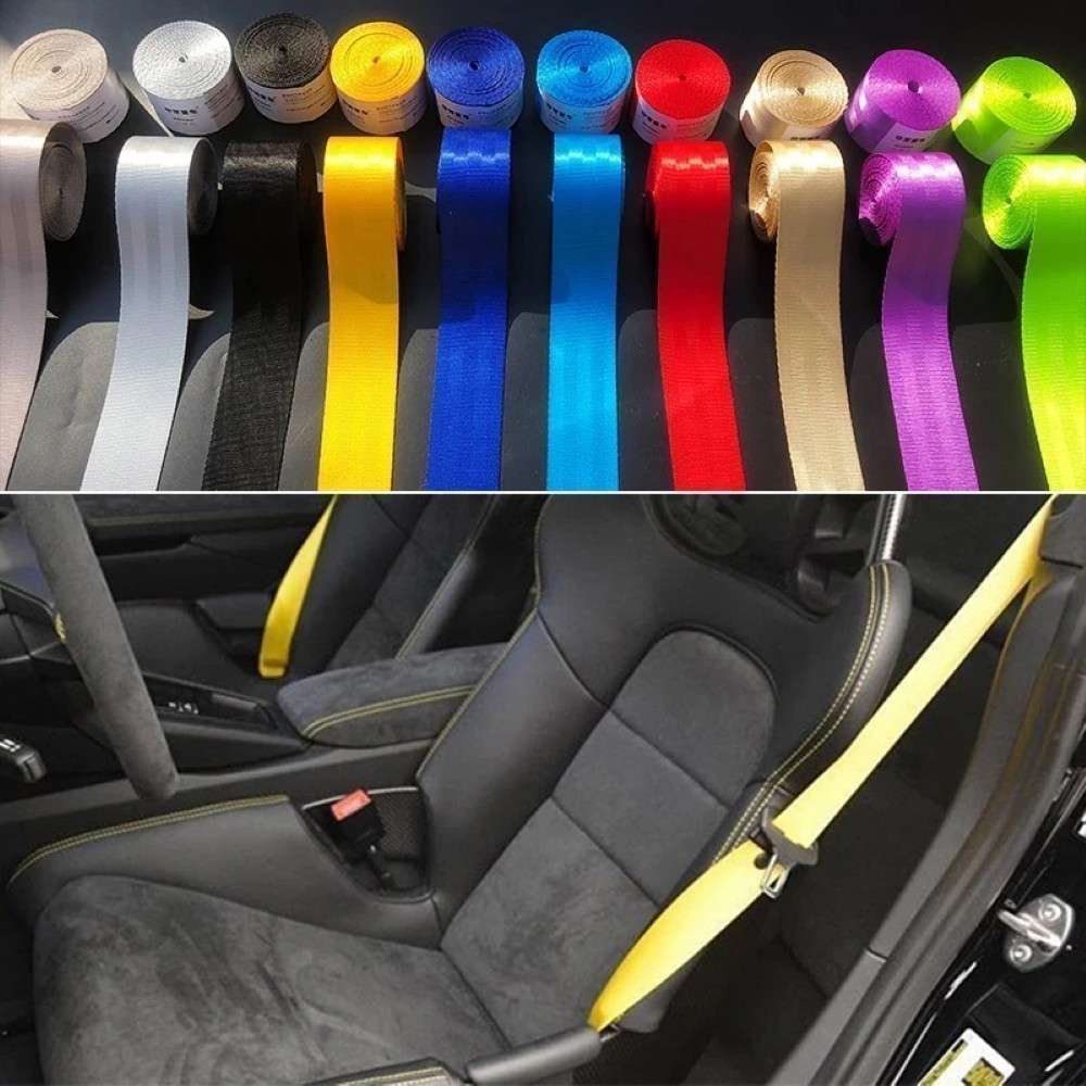 Car Craft Color Nylon Webbing Racing Safety Concise Design Ribbon Strap Sport Racing Safety Seat Belt Universal Emblem 4.8 Cm Wide 3.6m Long M Perfromance - CAR CRAFT INDIA