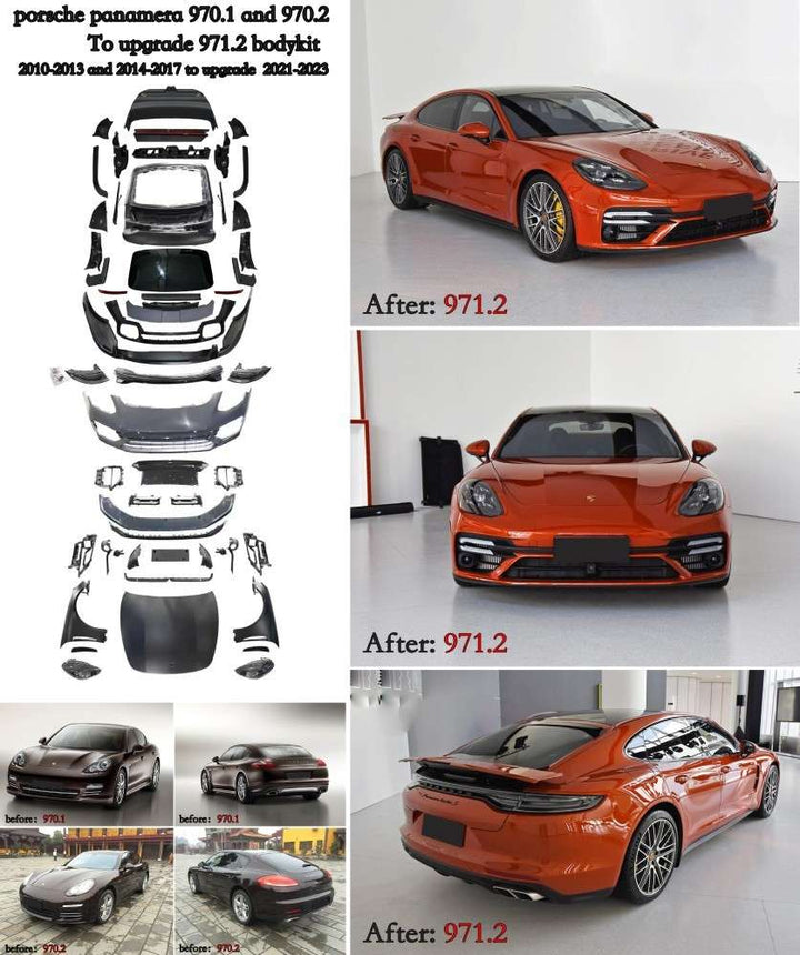 Car Craft Compatible With Porsche Panamera 970.1 970.2 2010-2013 Upgrade Facelift Convert To 2018-2023 971.2 Bodykit Bumper Headlight Taillight Trunk 1:1