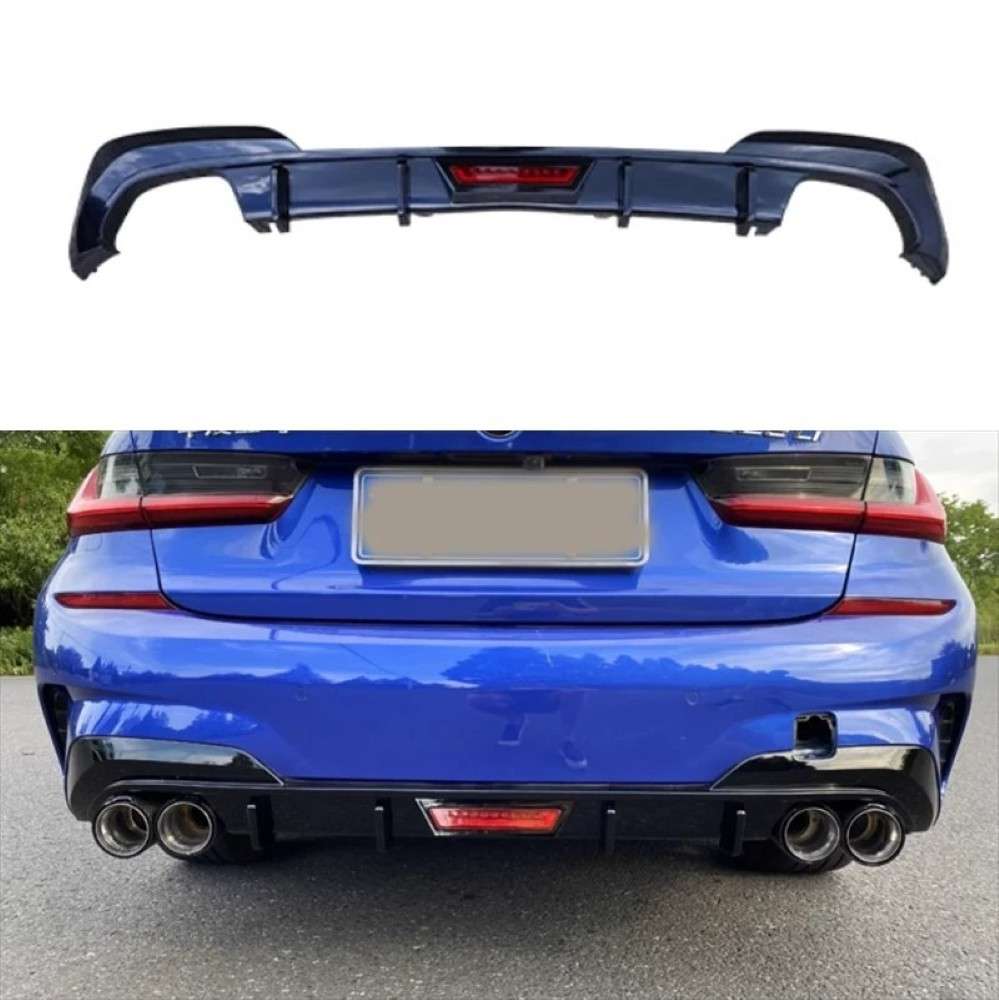 Car Craft Compatible With Bmw 3 Series G20 2019-2022 Rear Bumper After Lip Splitter Skirts Diffuser F1 Style Led Light Ar-bm-0265 Cf Carbon Fiber Look - CAR CRAFT INDIA
