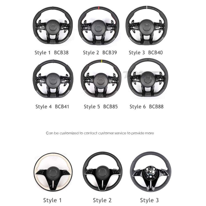 Car Craft Compatible With Mercedes A B C E S G V M Class Ml Gl Gla Glb Glc Gle Gls Slk G55 G63 G Wagon Eqs Upgraded Custom Amg Brabus Maybach Full Steering Wheel 2014-2016 Style 1 Black