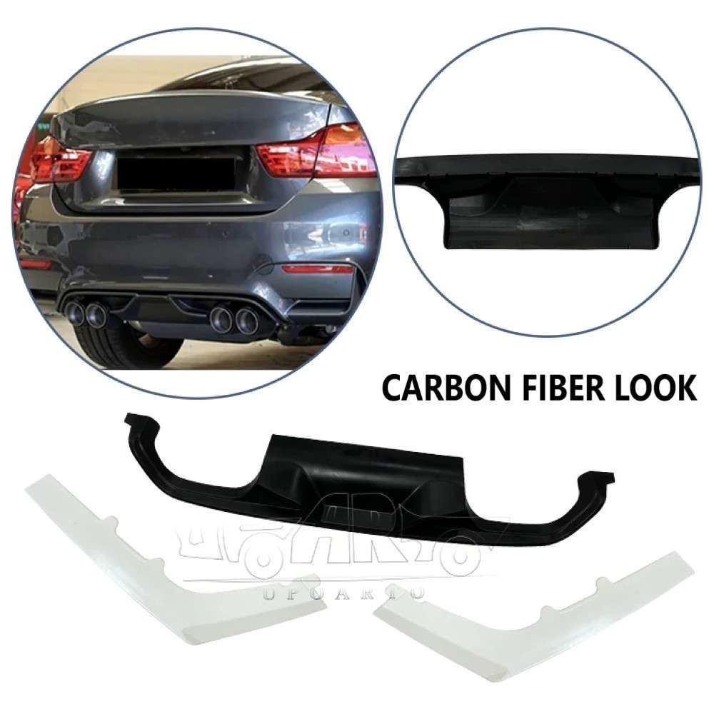 Car Craft Compatible With Bmw 3 Series F80 F82 M3 M4 2012-2018 Rear Bumper After Lip Splitter Skirts Diffuser Ak Style Ar-bm-0179 Cf Carbon Fiber Look - CAR CRAFT INDIA