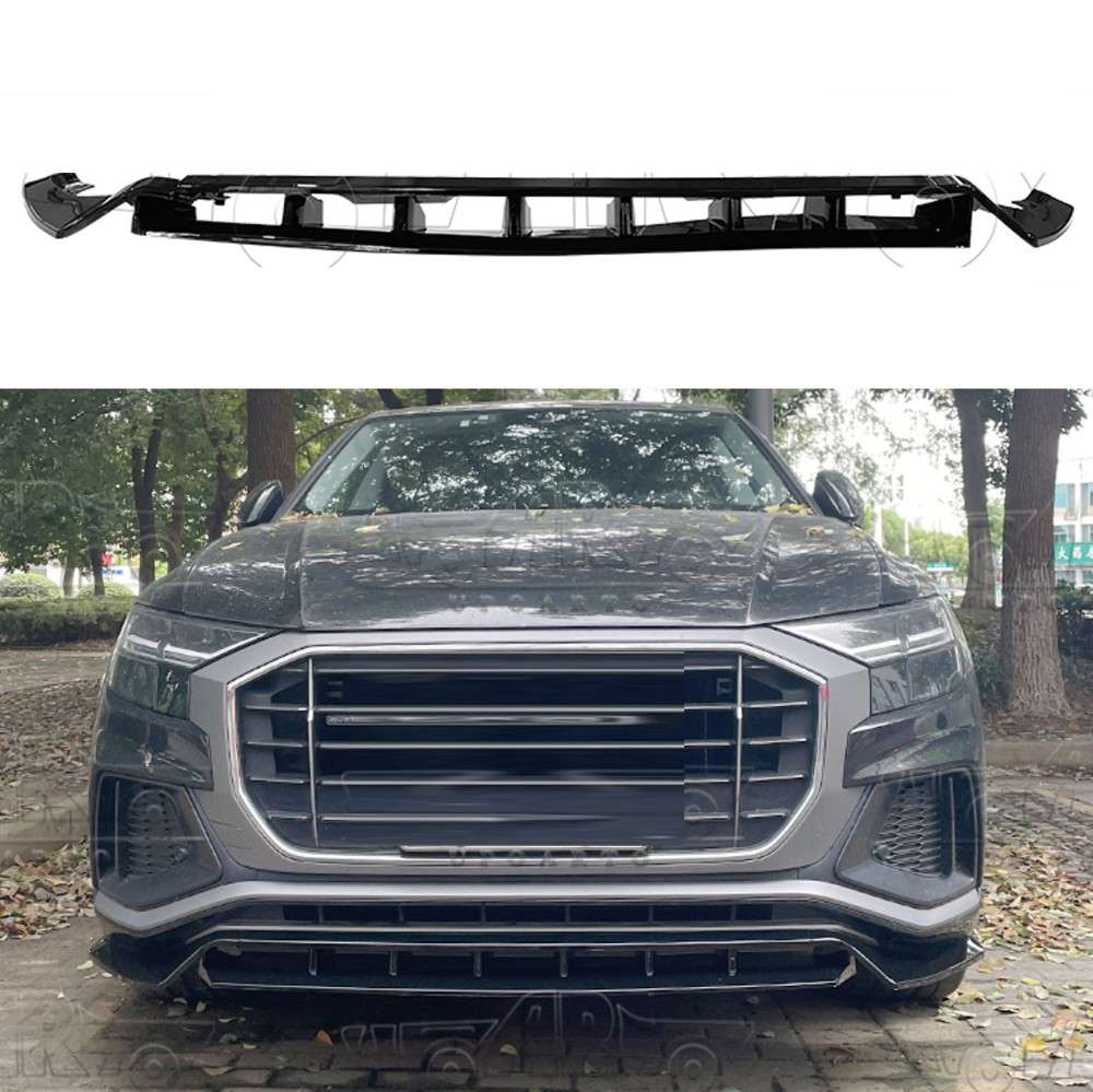 Car Craft Compatible With Audi Q8 2018-2023 S Line Front Bumper Lip Splitter Skirts 4 Part Ar-audi-078 Gb Glossy Black - CAR CRAFT INDIA