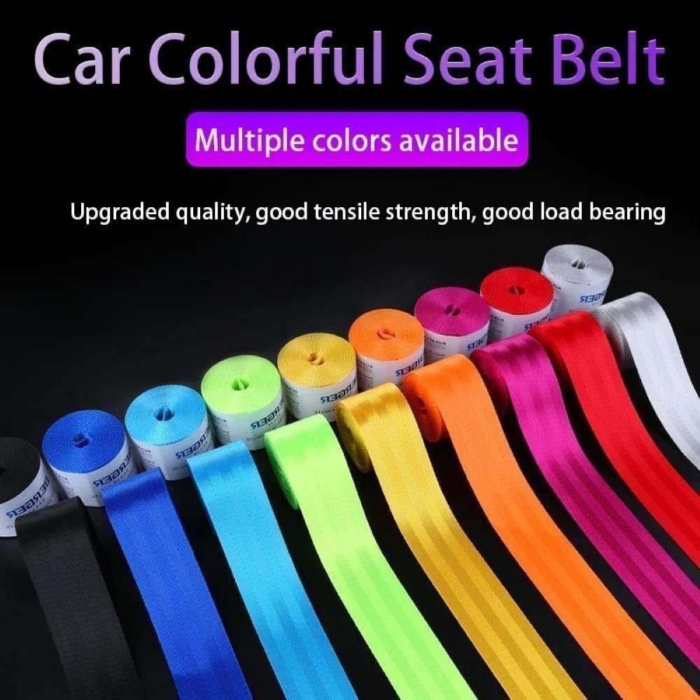 Car Craft Color Nylon Webbing Racing Safety Concise Design Ribbon Strap Sport Racing Safety Seat Belt Universal 4.8 Cm Wide 3.6m Long M Sport Small 1 - CAR CRAFT INDIA