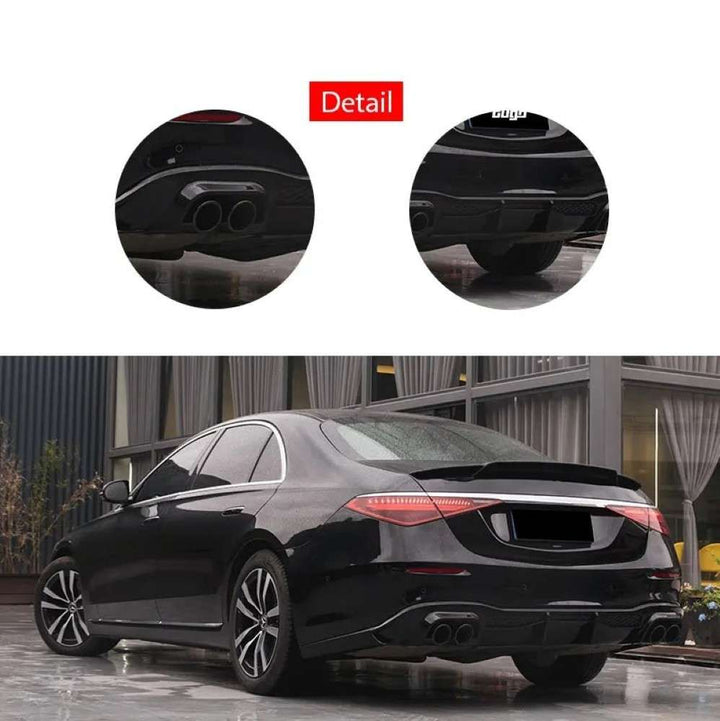 Car Craft Compatible With Mercedes Benz S Class W223 2021-2024 Upgrdae Add On Bodykit Brabus Bbs Style Skirts Splitter Front Rear Lip Diffuser Exhaust Tips Spoiler