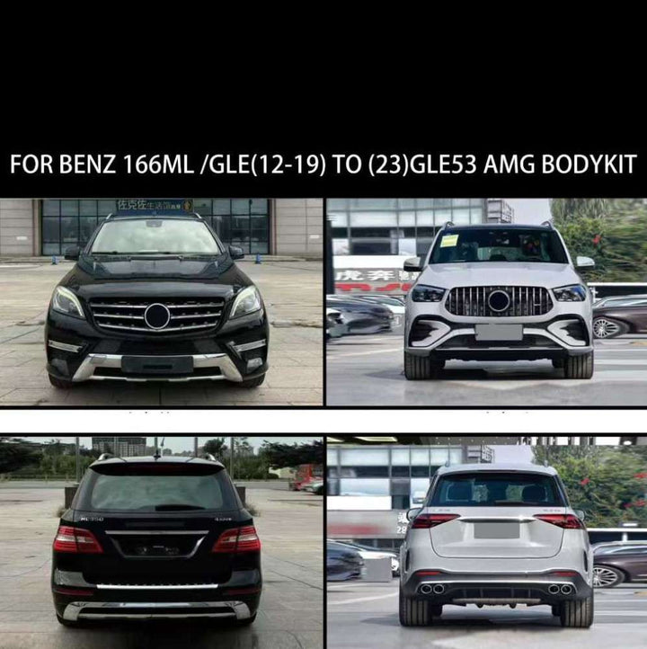 Car Craft Compatible With Mercedes Benz Ml Gle W166 2012-2019 Upgrade Facelift Covert To 2023+ Gle53 Lci Amg Bodykit Bumper Grill Diffuser Headlight Taillight Hood Fender After Lip 1:1 - CAR CRAFT INDIA