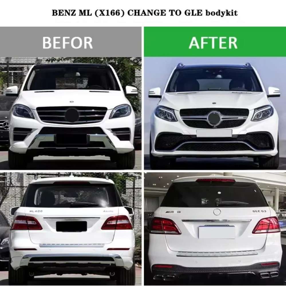 Car Craft Compatible With Mercedes Benz Ml W166 2012-2016 To Gle w166 2016-2019 Amg63 Upgrade Facelift Conversion Bodykit Bumper Hood Headlight Taillight