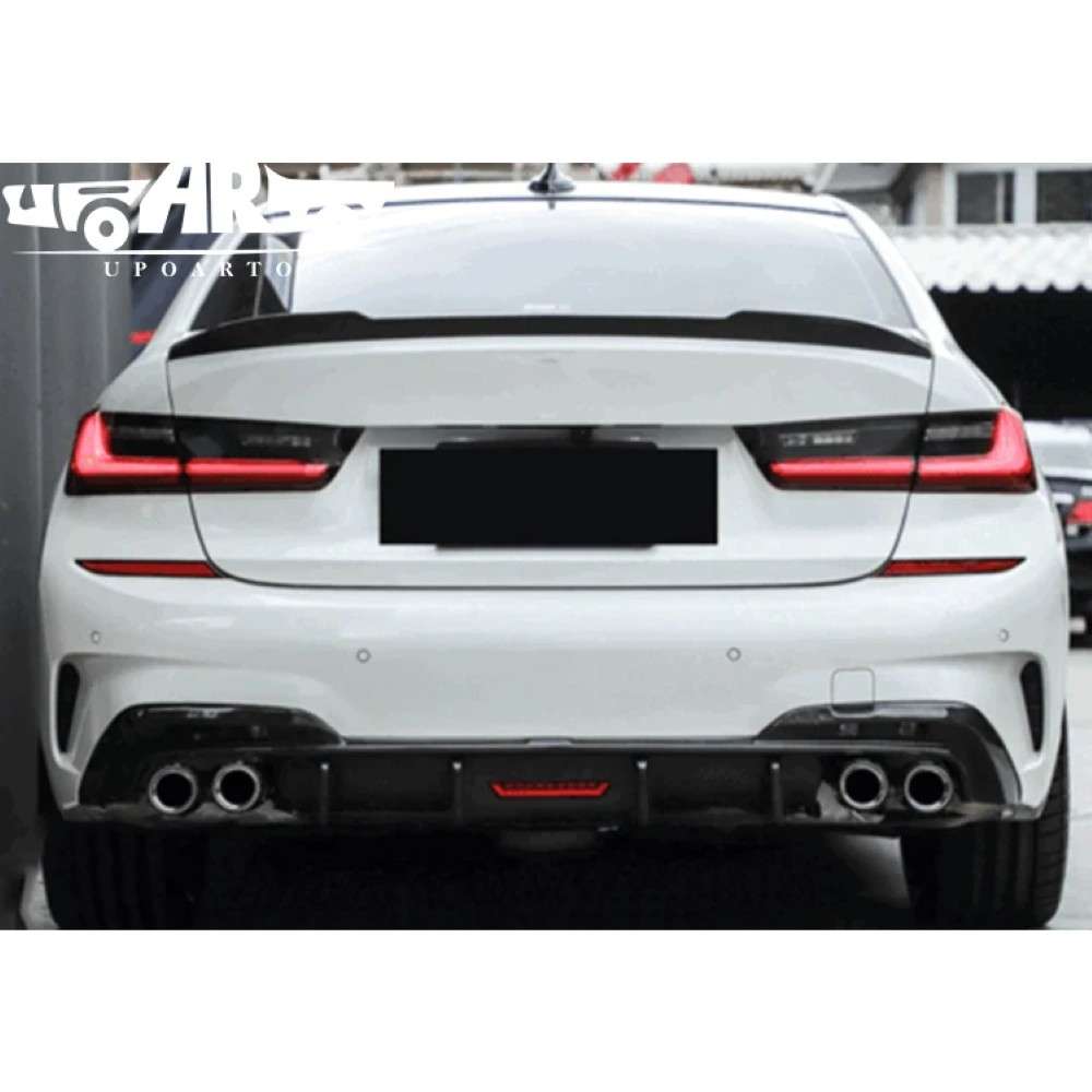 Car Craft Compatible With Bmw 3 Series G20 2019-2022 Rear Bumper After Lip Splitter Skirts Diffuser F1 Style Led Light Ar-bm-0265 Glossy Black - CAR CRAFT INDIA