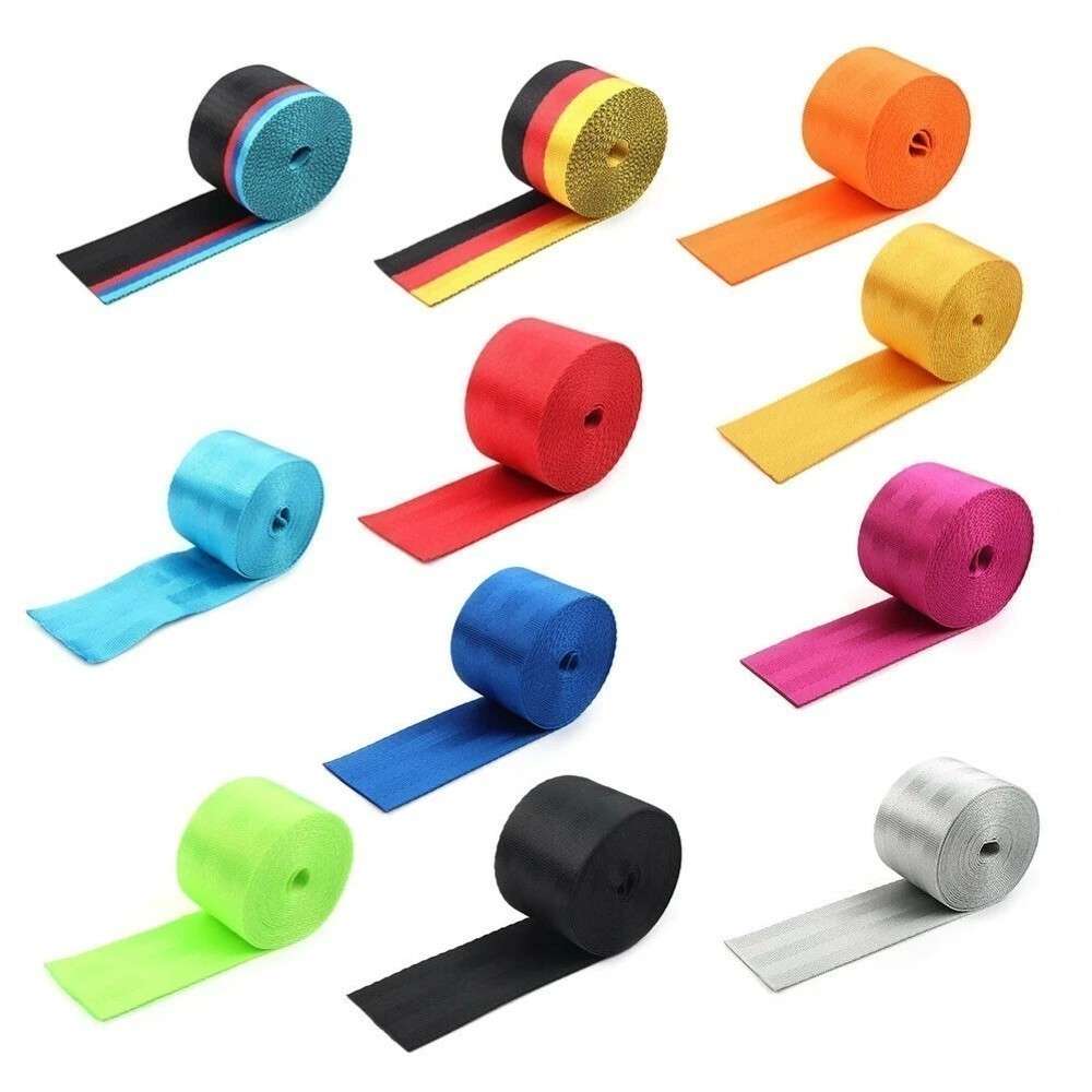 Car Craft Color Nylon Webbing Racing Safety Concise Design Ribbon Strap Sport Racing Safety Seat Belt Universal 4.8 Cm Wide 3.6m Long Orange - CAR CRAFT INDIA