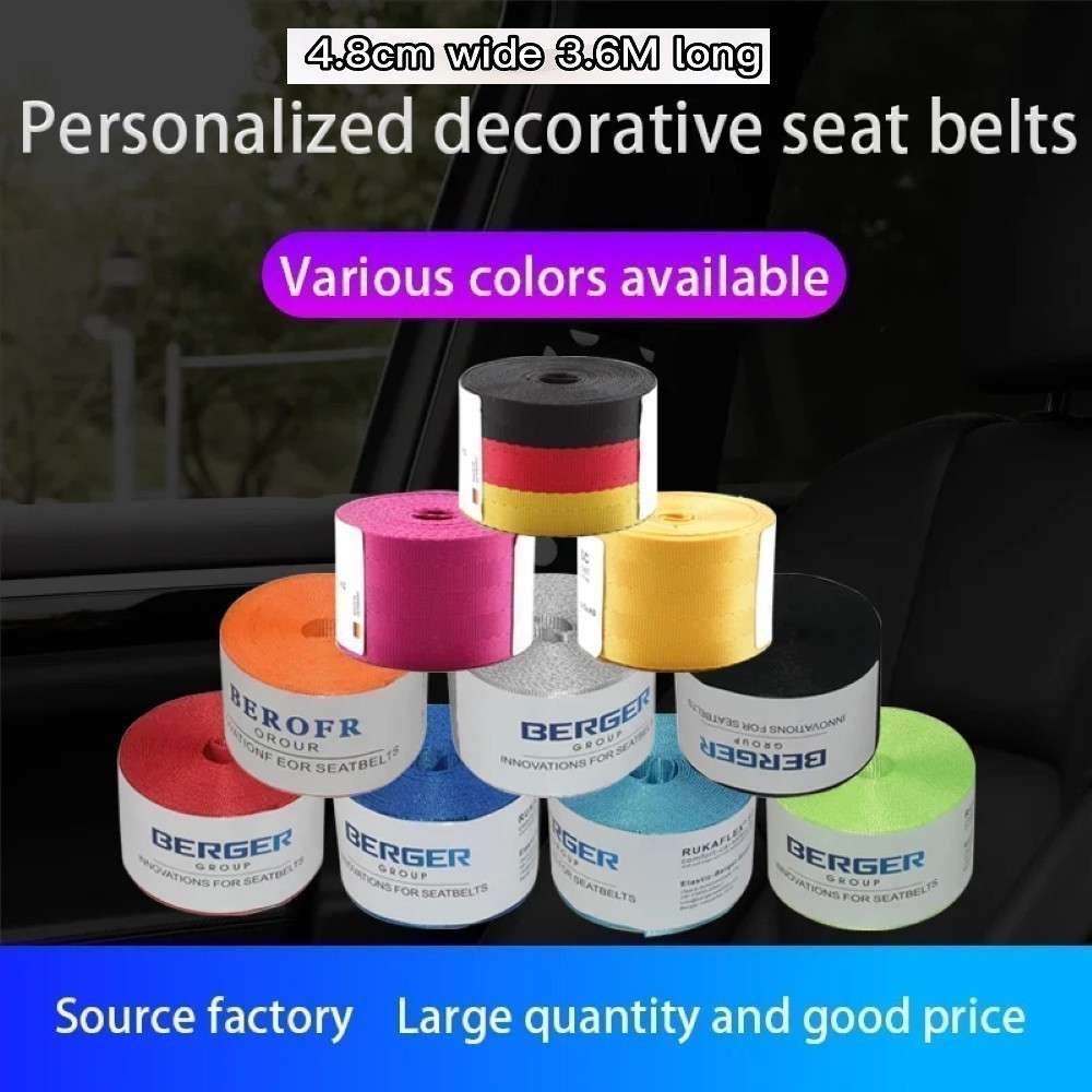 Car Craft Color Nylon Webbing Racing Safety Concise Design Ribbon Strap Sport Racing Safety Seat Belt Universal Emblem 4.8 Cm Wide 3.6m Long M Perfromance - CAR CRAFT INDIA