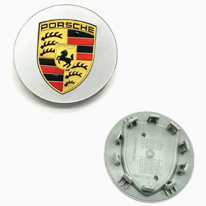 Car Craft Compatible With Porsche Cayenne Macan Panamera Boxter 911 Carrera Cayman Alloy Wheel Cap Hub Badge Emblem Logo 76mm Silver