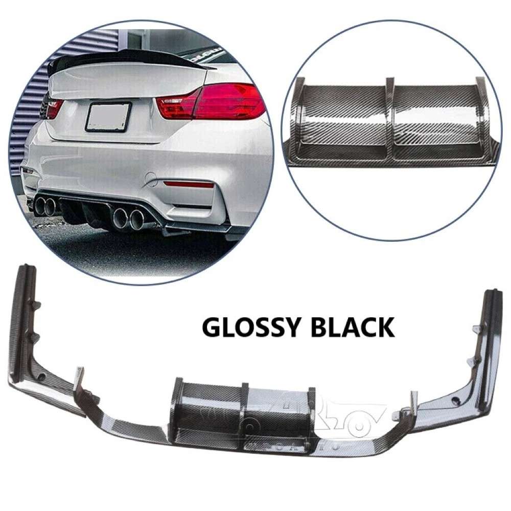 Car Craft Compatible With Bmw 3 Series F80 F82 M3 M4 2012-2018 Rear Bumper After Lip Splitter Skirts Diffuser Ak Style Ar-bm-0180 Glossy Black - CAR CRAFT INDIA