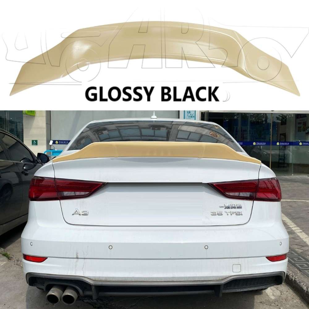 Car Craft Compatible With Audi A3 2014-2020 Rear Trunk Wing Boot Spoiler Lip Splitter Skirt R Style Ar-audi-039 Glossy Black - CAR CRAFT INDIA