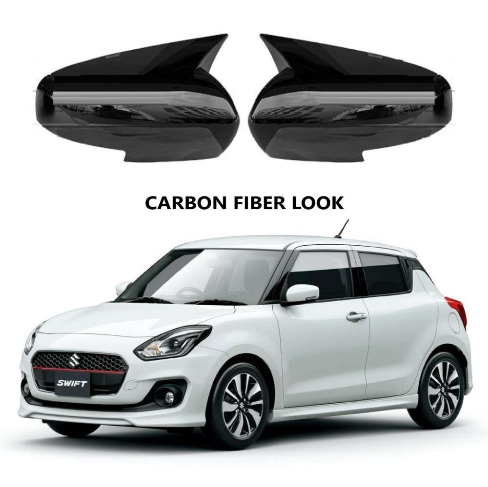 Car Craft Compatible With Maruti Suzuki Swift 2018+ Side Rear View Case Wing Cap Shell Housing Mirror Covers 3m Tape Pasting Style Ar-szk-011 Cf Carbon Fiber Look CC-8067 - CAR CRAFT INDIA