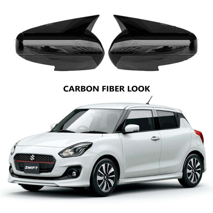 Car Craft Compatible With Maruti Suzuki Swift 2018+ Side Rear View Case Wing Cap Shell Housing Mirror Covers 3m Tape Pasting Style Ar-szk-011 Cf Carbon Fiber Look CC-8067 - CAR CRAFT INDIA