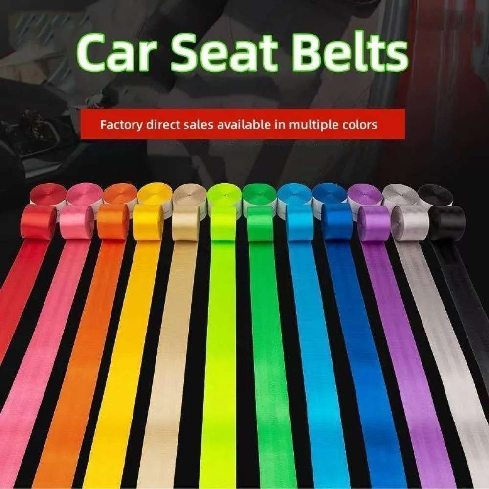 Car Craft Color Nylon Webbing Racing Safety Concise Design Ribbon Strap Sport Racing Safety Seat Belt Universal Emblem 4.8 Cm Wide 3.6m Long M Perfromance - CAR CRAFT INDIA