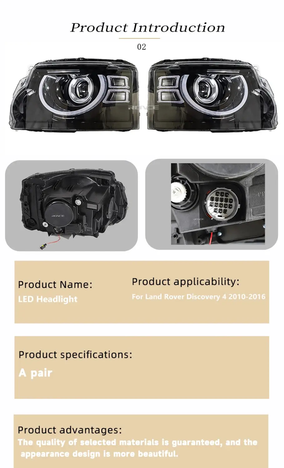 ROVCE LED Headlight Assembly Upgrade Defender Design