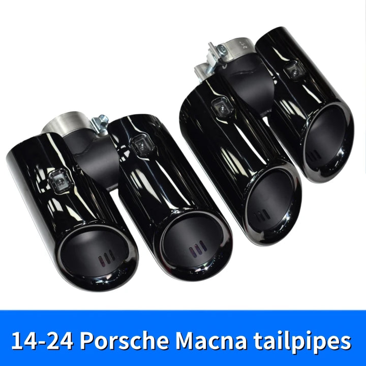 Suitable for Porsche Macan exhaust pipe upgrade round hole GTS quad out stainless steel black muffler tip nozzle exhaust head