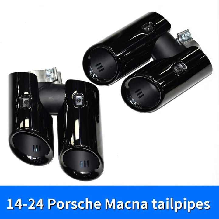 Suitable for Porsche Macan exhaust pipe upgrade round hole GTS quad out stainless steel black muffler tip nozzle exhaust head