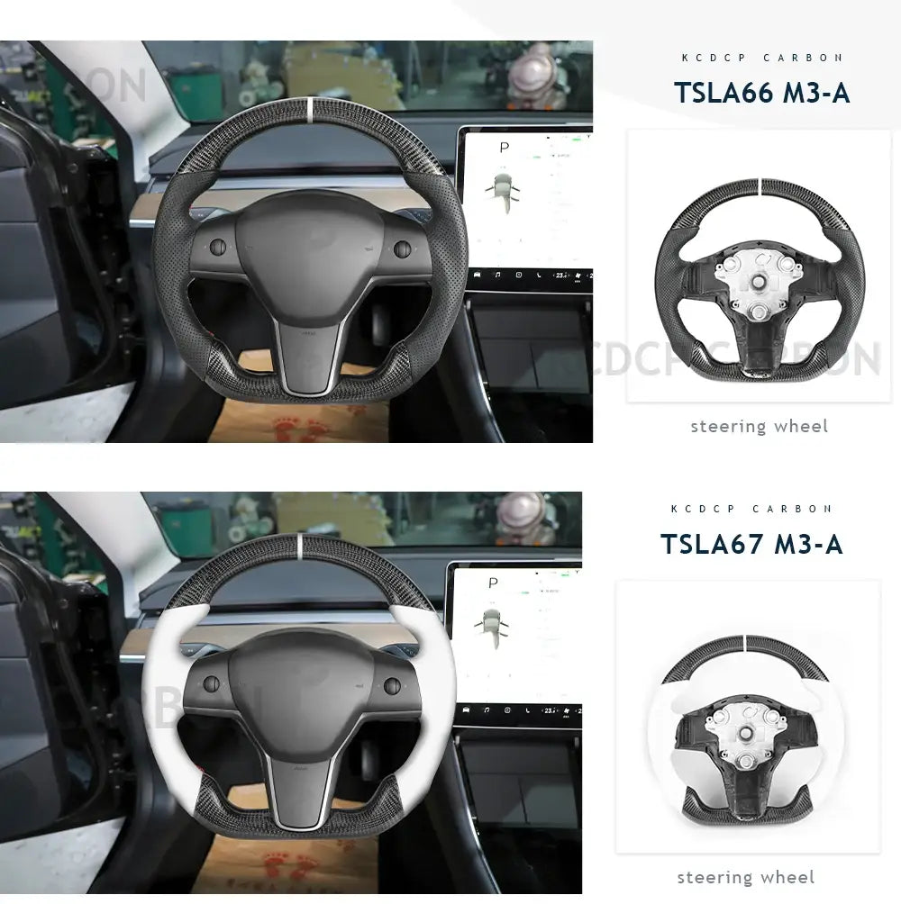 Full Leather Yoke Steering Wheel for Tesla Model 3 Model Y X