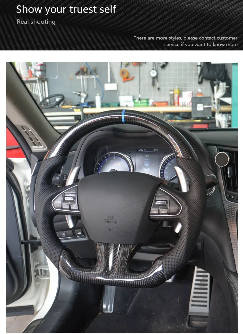 Carbon Fiber Car Steering Wheel for Infiniti Q50 Q60 QX50
