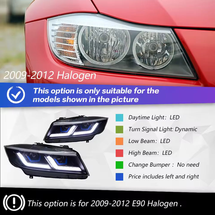 Car Styling Head Lamp for BMW E90 Headlights 2005-2012 320i 318i 323i 3 Series LED Headlight DRL Hid Bi Xenon Beam Accessories - CAR CRAFT INDIA
