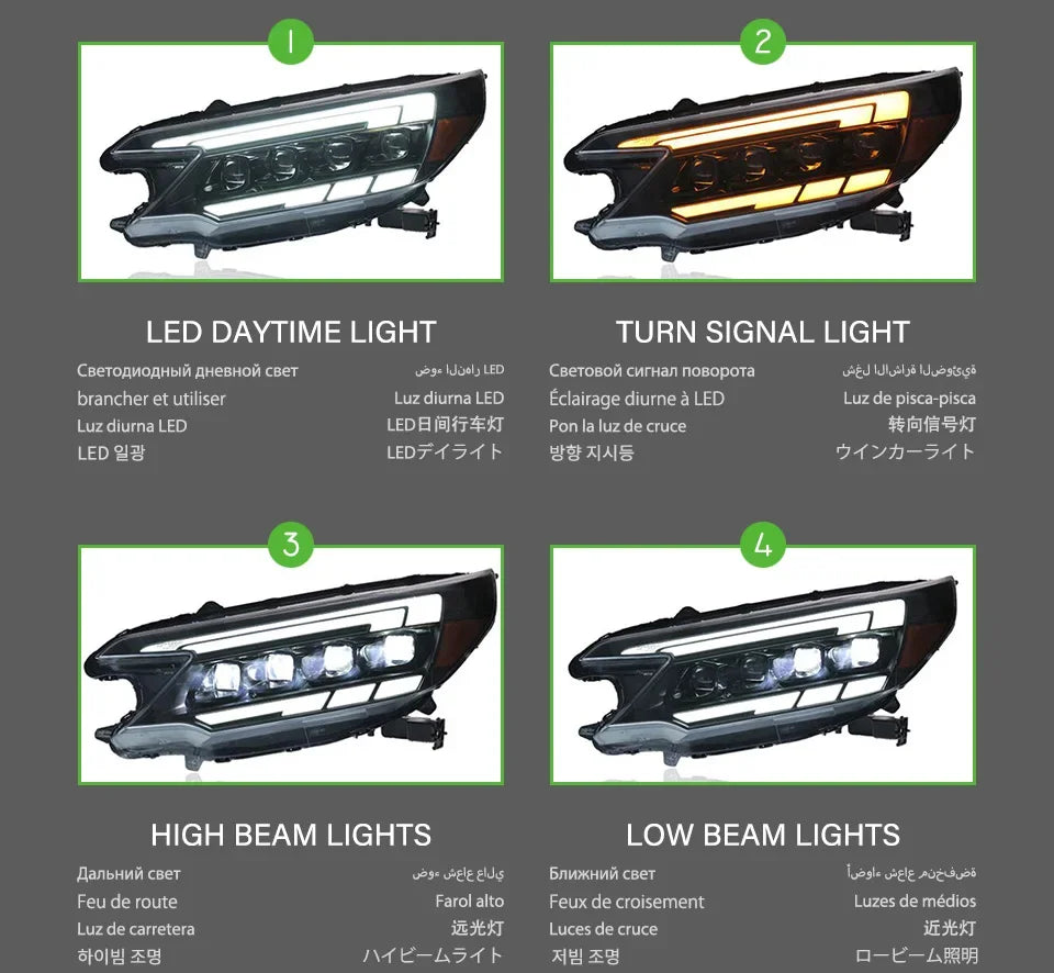 Car Styling Head Lamp for CR-V Headlights 2012-2014 LED