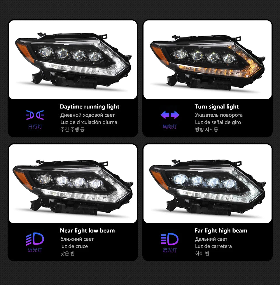 Car Styling Head Lamp for Nissan X-Trail Headlights 2014