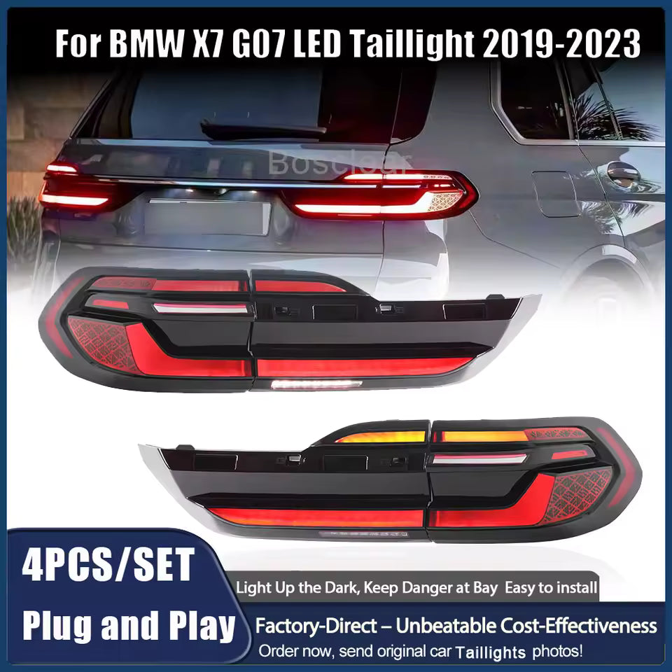 LED Taillights for BMW X7 G07 2019 2020 2021 2022 2023 Assembly Turn Signal Rear Lamps Dynamic DRL Plug and Play Car Accessories - CAR CRAFT INDIA