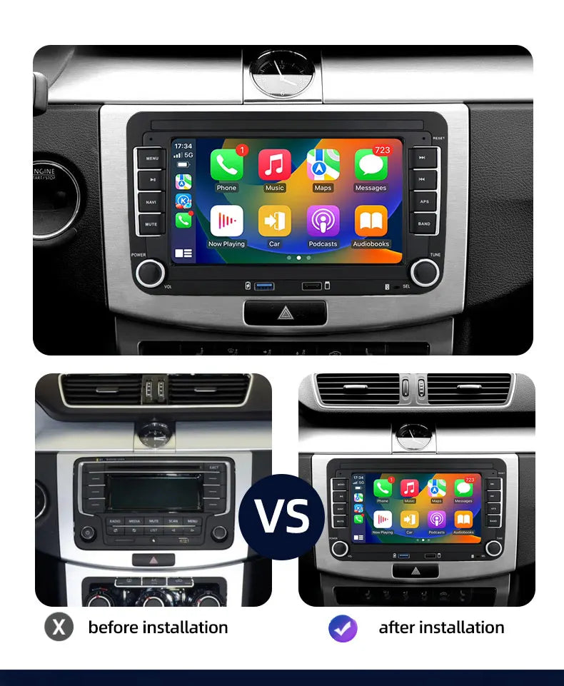 2 Din Android Car Radio GPS 4G Wifi DSP Carplay for VW