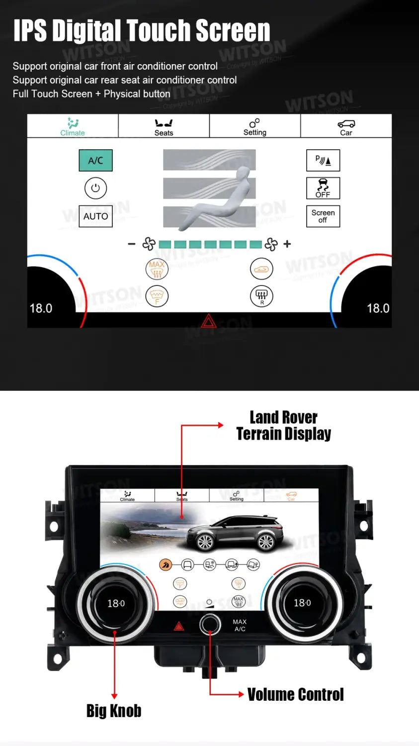 7’ Air Condition Panel 3D Touch Screen for Range Rover