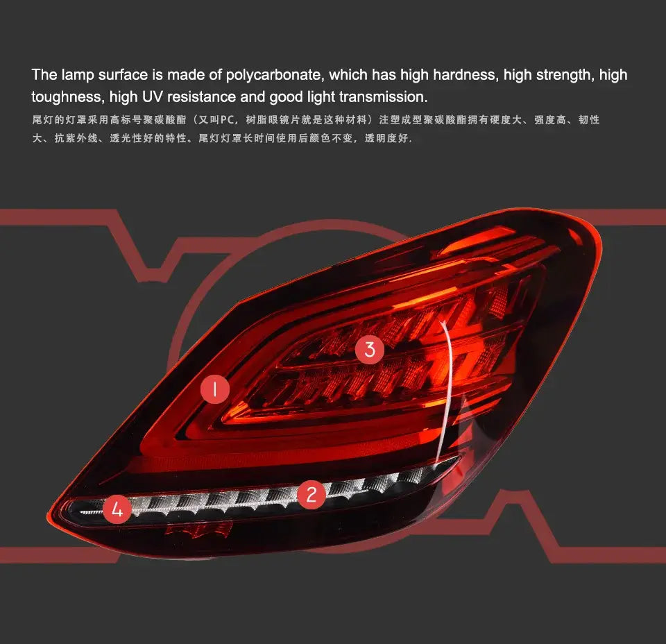 Car Styling Lights for Benz W205 LED Tail Lihgt 2014-2019