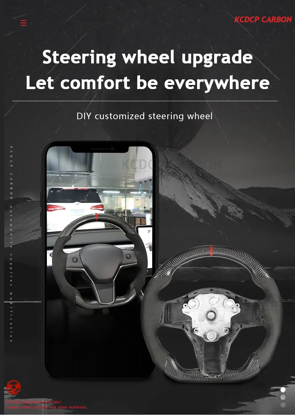 Carbon Fiber Steering Wheel for Tesla Model Y S X Model 3