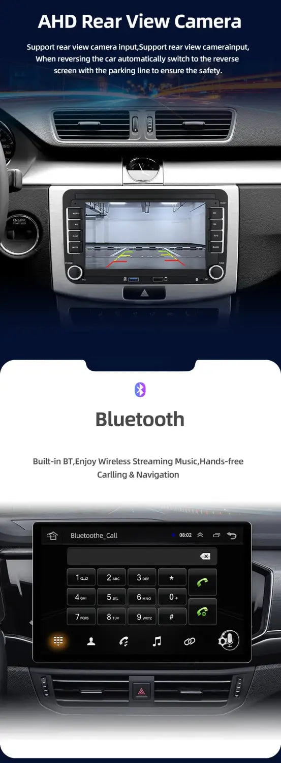 2 Din Android Car Radio GPS 4G Wifi DSP Carplay for VW