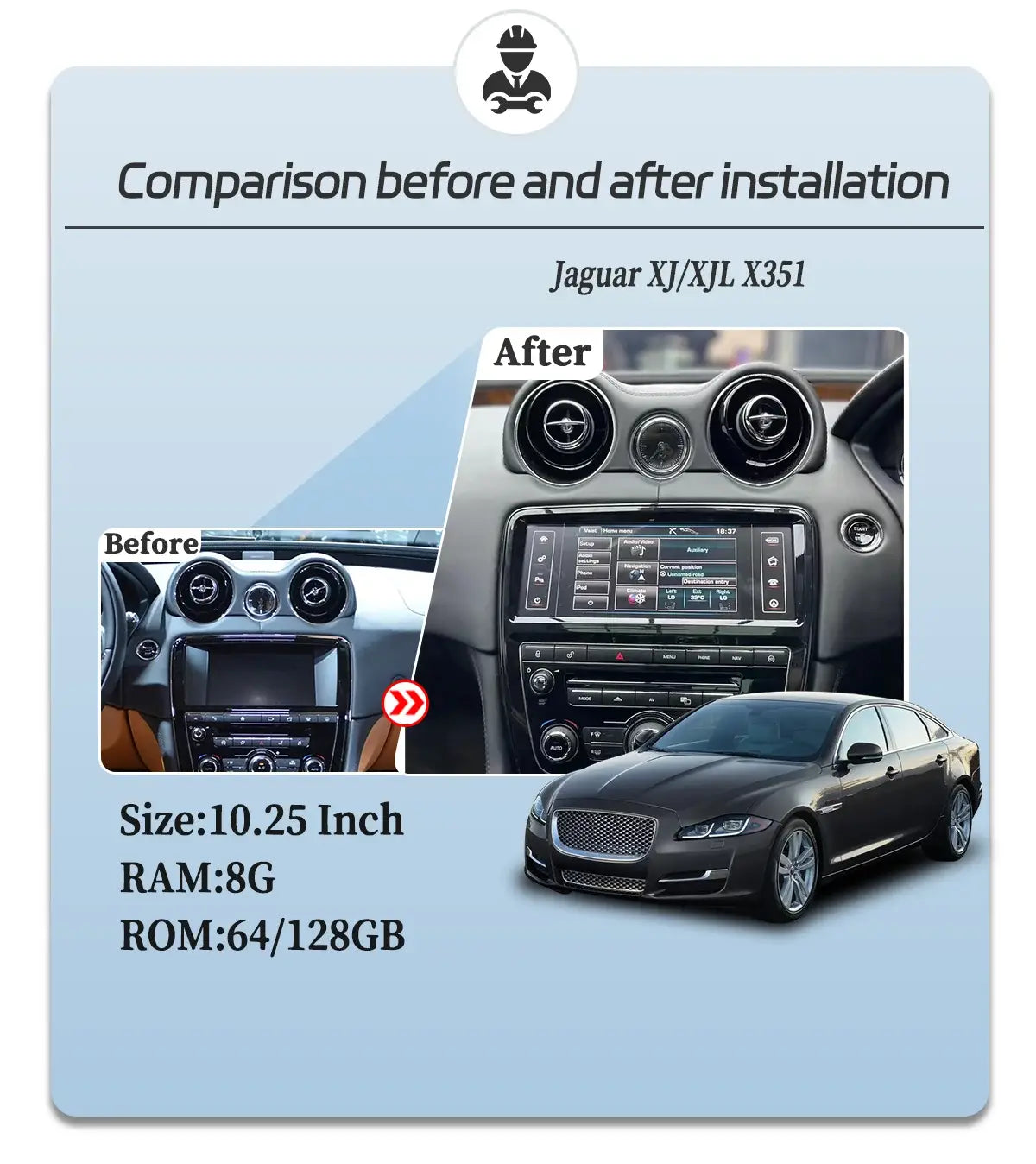 10.25’For Jaguar XJ XJL X351 2012-2018 Android 11 GPS