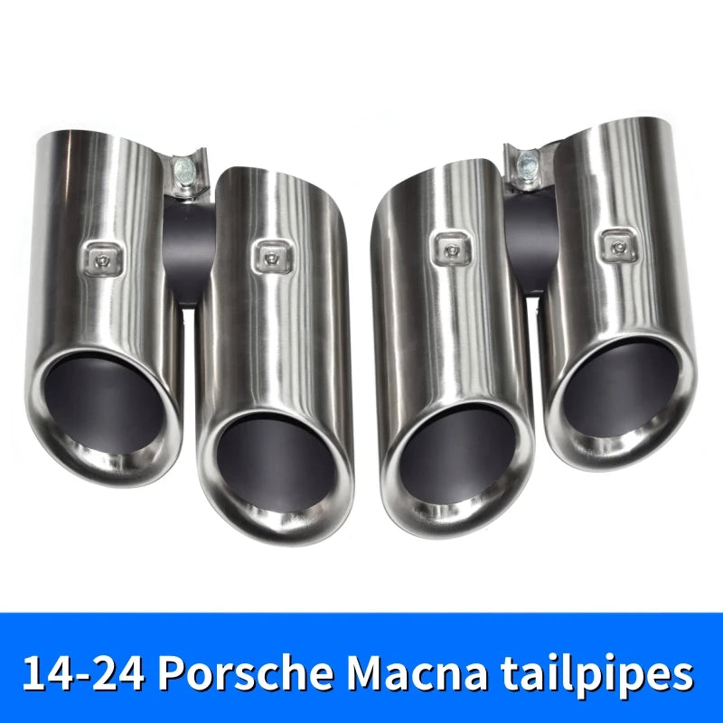 Suitable for Porsche Macan exhaust pipe upgrade round hole GTS quad out stainless steel black muffler tip nozzle exhaust head