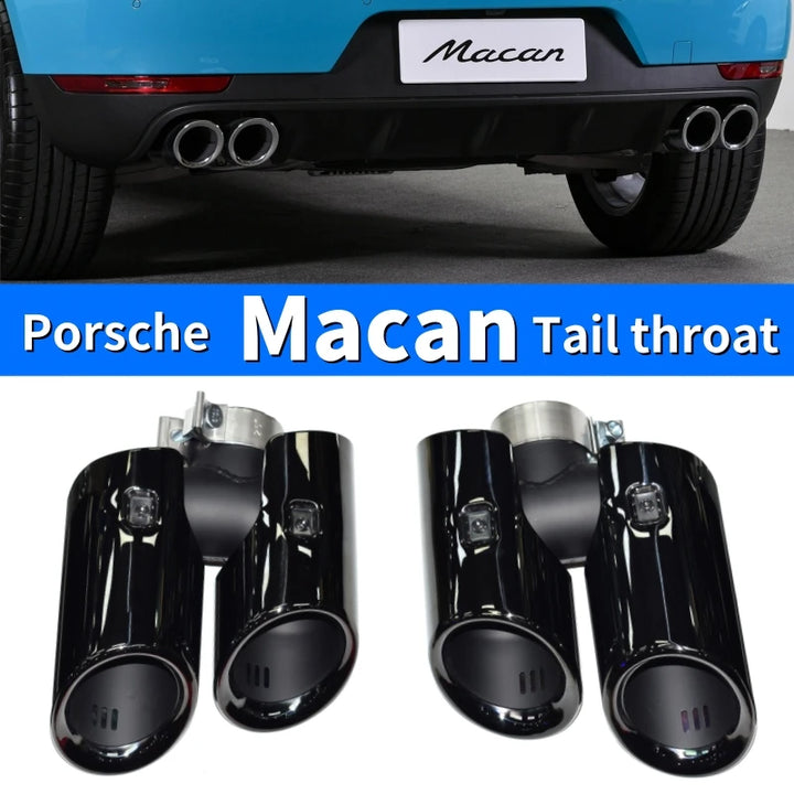 Suitable for Porsche Macan exhaust pipe upgrade round hole GTS quad out stainless steel black muffler tip nozzle exhaust head