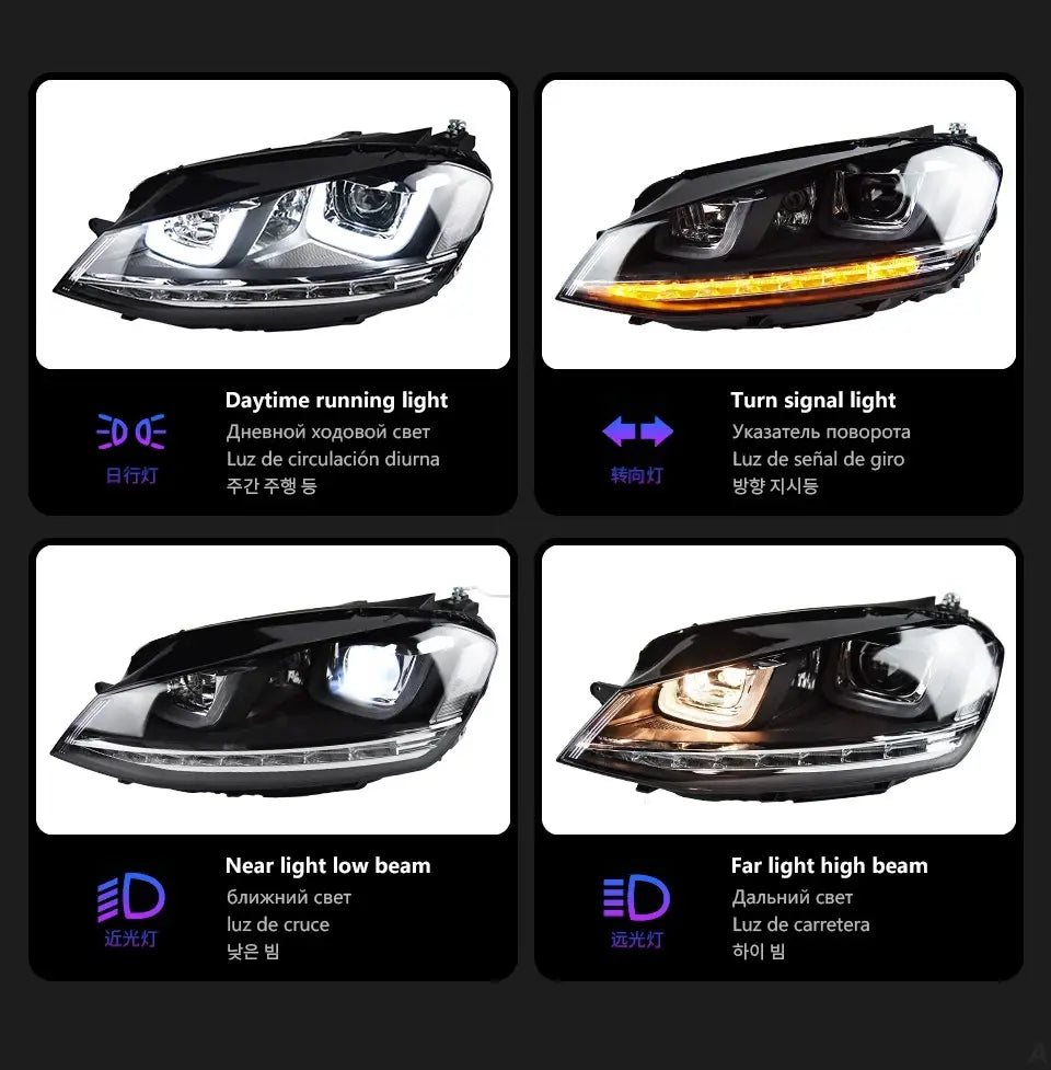 VW Golf 7 Headlights MK7 LED Headlight R-LINE Design DRL Hid