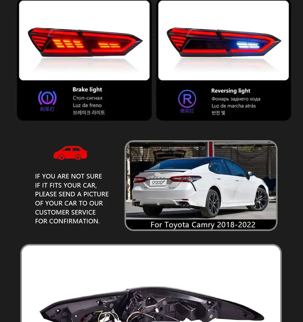 Car Tail Lights for Toyota Camry 2018-2022 LED Car Tail