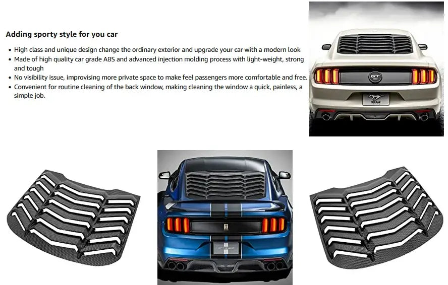 Auto Rear Window Louver for Ford Mustang 2015 - 2023