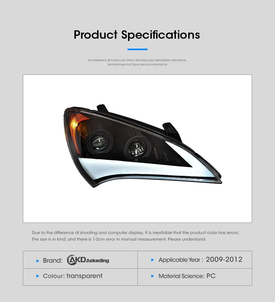 Car Styling Head lamp light for Hyundai Genesis Coupe