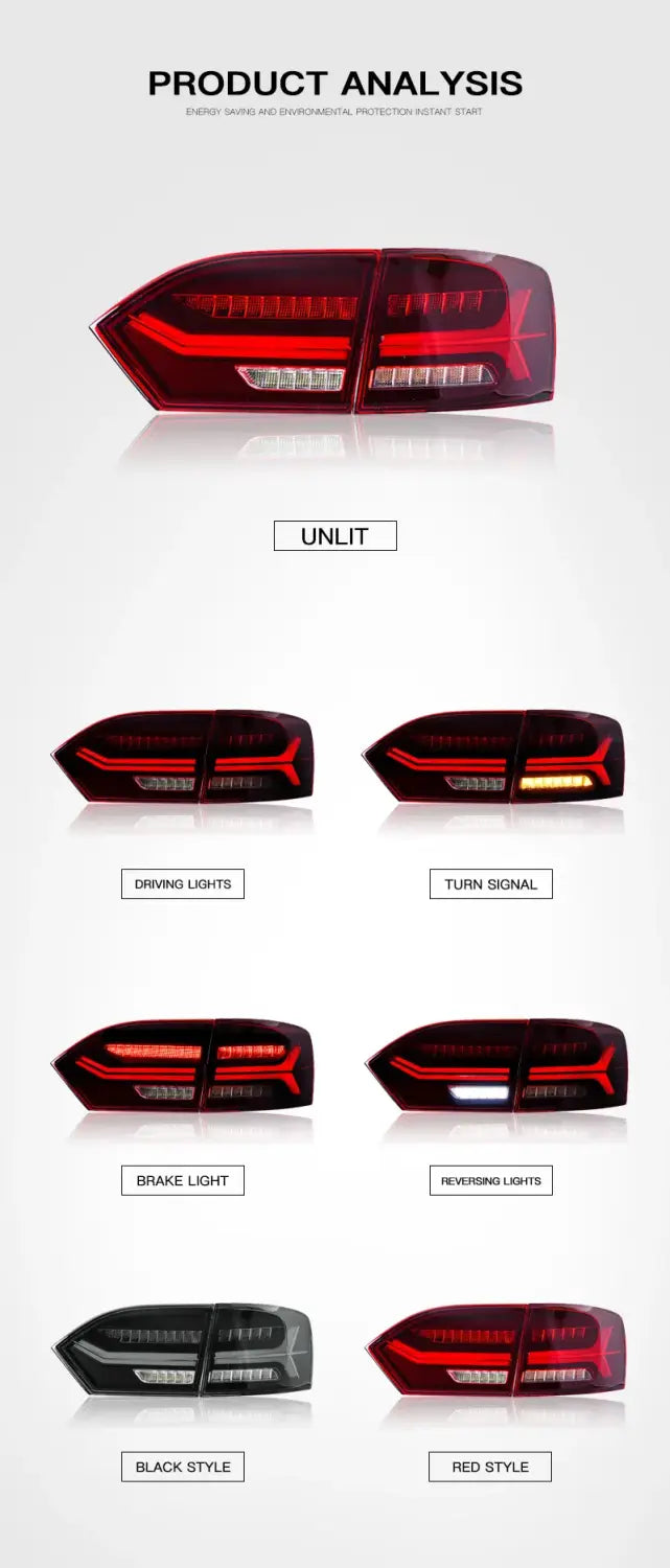 Car Led Tail Light Assembly for Volkswagen Jetta Mk6