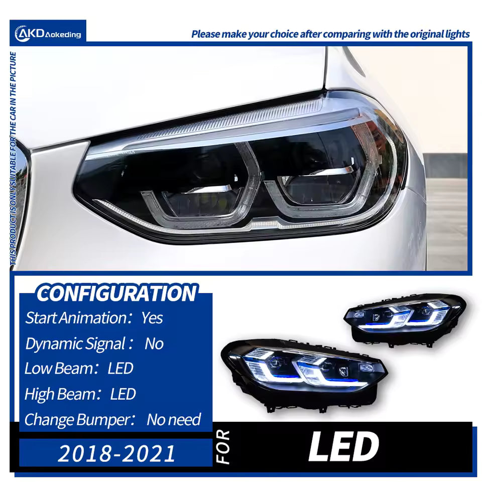 Car Lights For BMW X3 G01 F97 LED Headlight Projector Lens 2018-2021 X4 G02 F98 Head Lamp Drl Automotive Accessories - CAR CRAFT INDIA