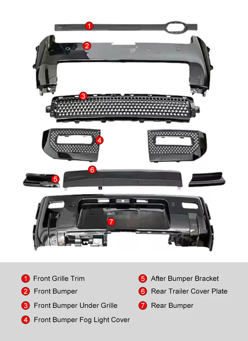 Upgrade 007 Black Front Rear Bumper Grille Body Kit