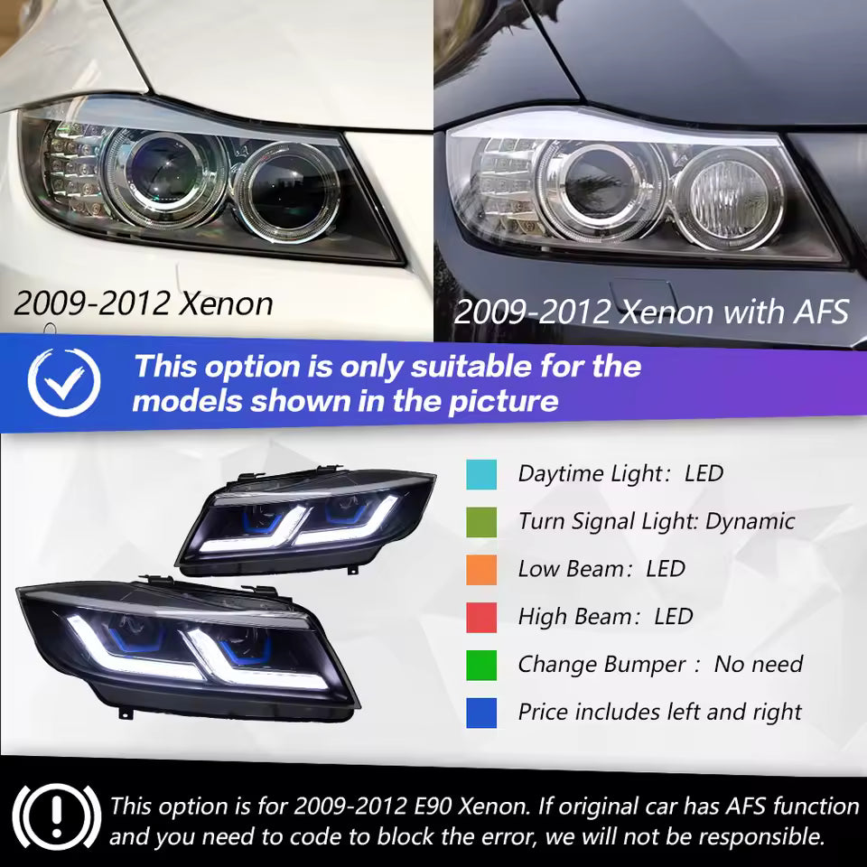 Car Styling Head Lamp for BMW E90 Headlights 2005-2012 320i 318i 323i 3 Series LED Headlight DRL Hid Bi Xenon Beam Accessories - CAR CRAFT INDIA