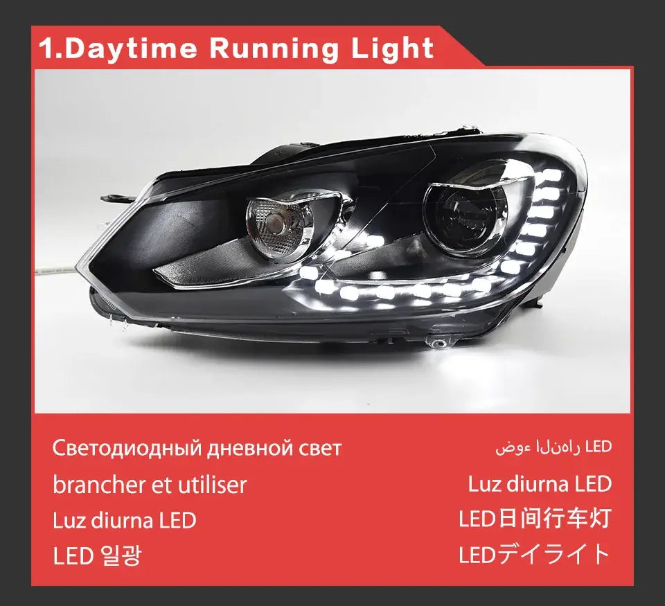 VW Golf 6 LED Headlight 2009-2012 R20 Design Golf LED DRL