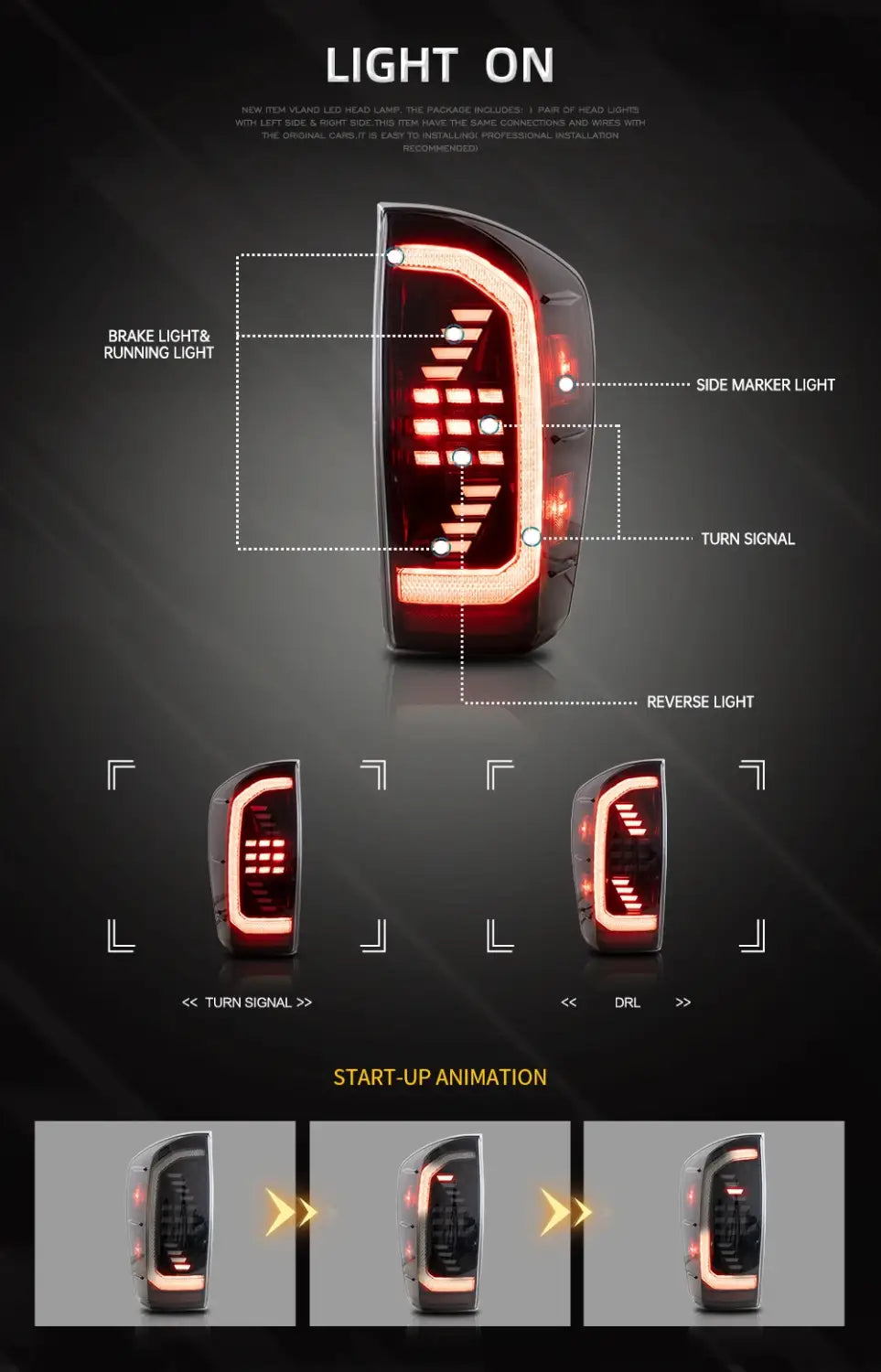 For Toyota Tacoma 2016-2022 Car Animation LED Trailer Lights