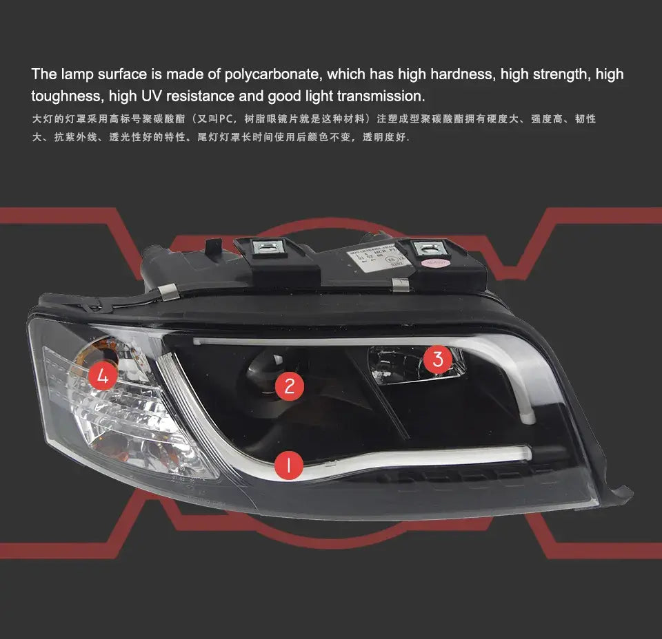 Car Styling Head lamp light for Audi A6 Headlights 1999-2004